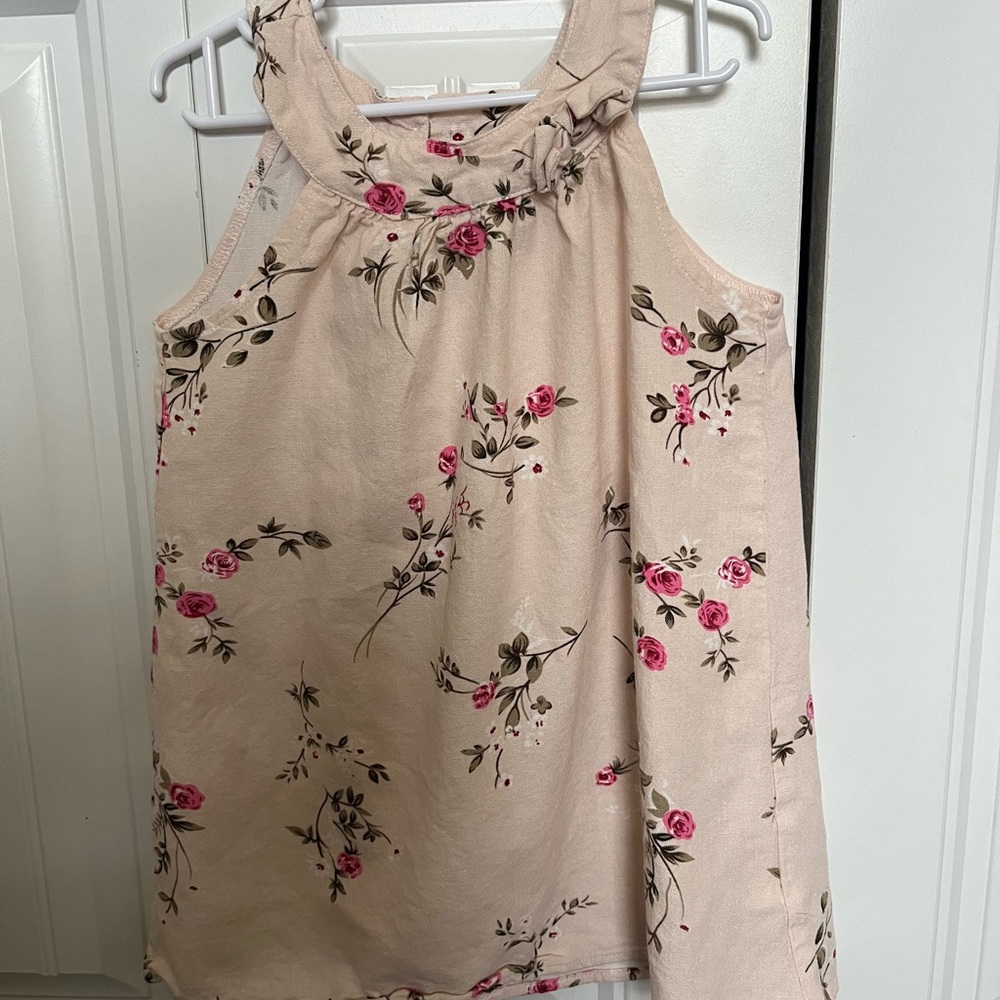 Pink Floral Sleeveless Blouse